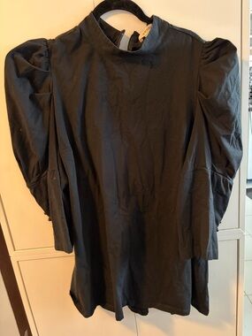 eshakti Black Puff Sleeve Long Sleeve Tee T30